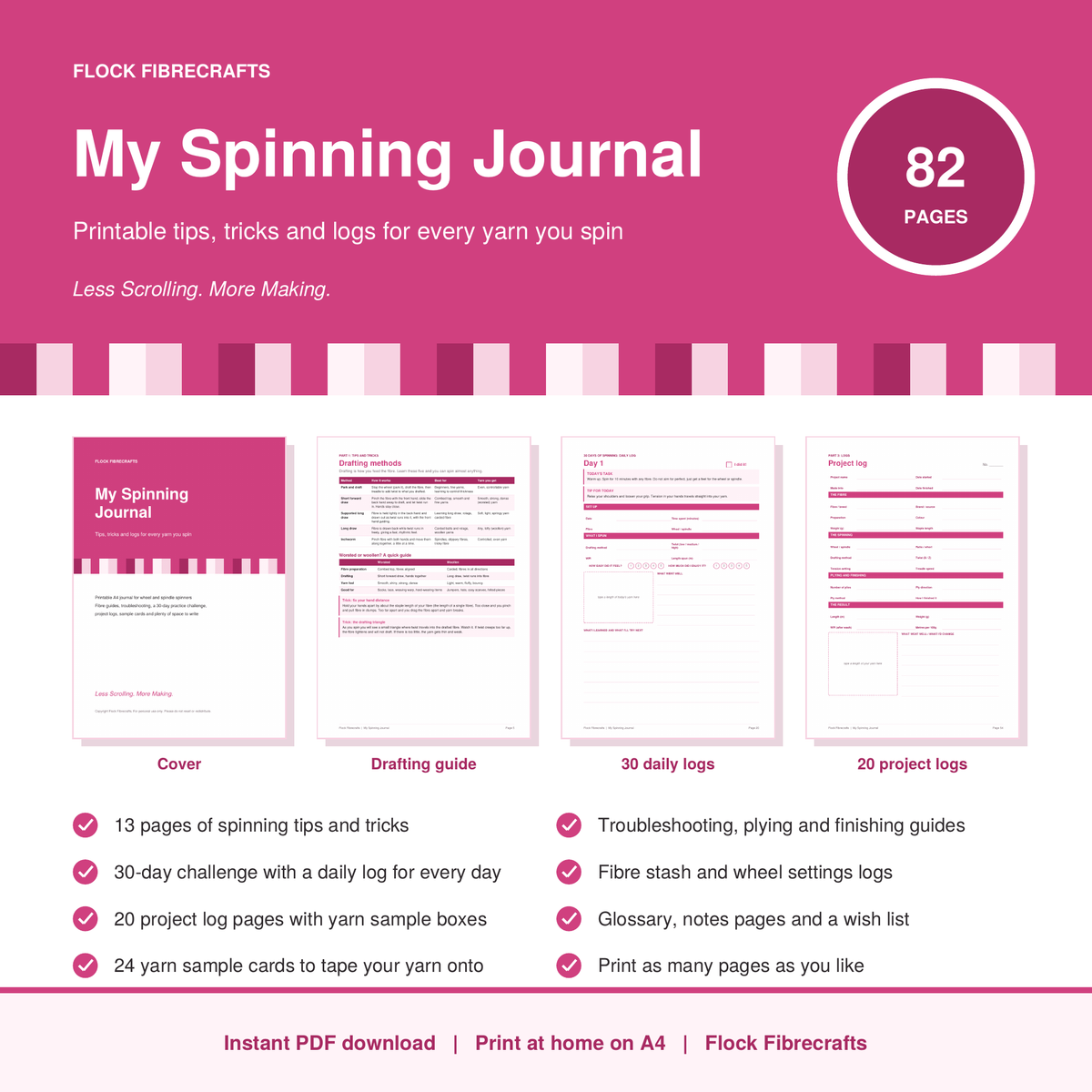 My Spinning Journal: Printable Tips, Tricks and Logs (82-page PDF)